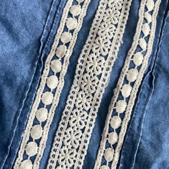 Tucker and Tate Blue Chambray Lace Tank Top - Girls L - Picture 2 of 3